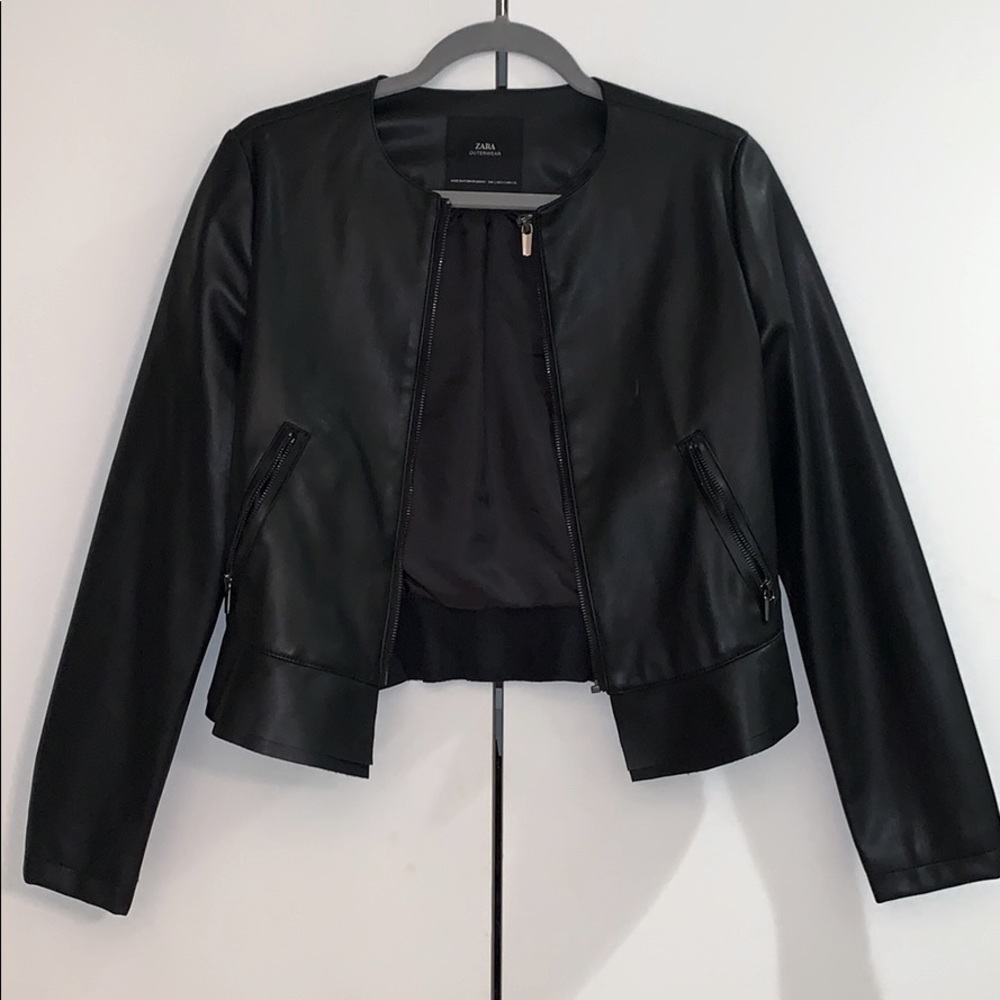 Zara Black Faux Leather Jacket
